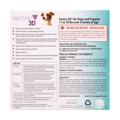 Vectra 3D Flea & Tick Spot Treatment for Dogs 11 - 20 lbs, 3 dose