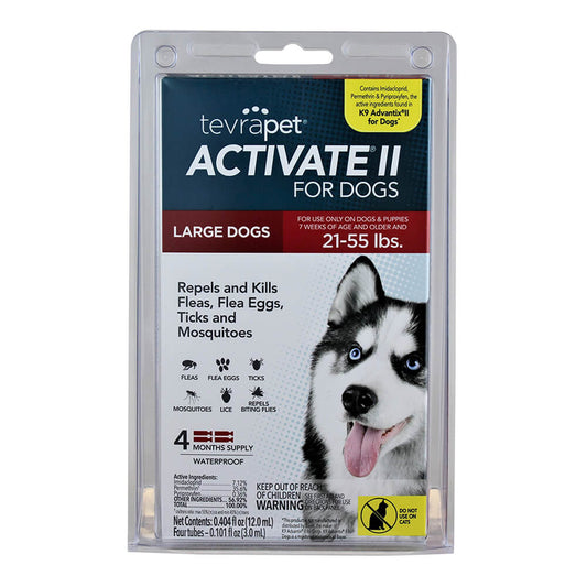 TevraPet Activate II للكلاب الكبيرة التي يتراوح وزنها بين 21 و55 رطلاً، تكفي لمدة 4 أشهر