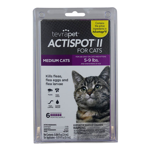 TevraPet Actispot II للقطط متوسطة الحجم من 5 إلى 9 أرطال، إمداد لمدة 6 أشهر