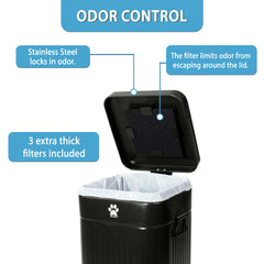Nevink Dog Poop Trash Can for Outdoors 12 Liter, Black