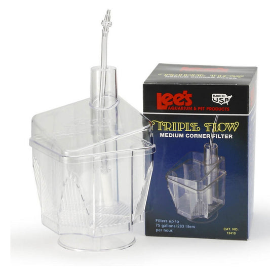 Lee's Aquarium & Pet Products Triple-Flow Corner Filter Clear, 1ea/SM