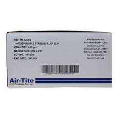 Air-Tite Syringes w/Needles 3cc LS x 25 g x 5/8"