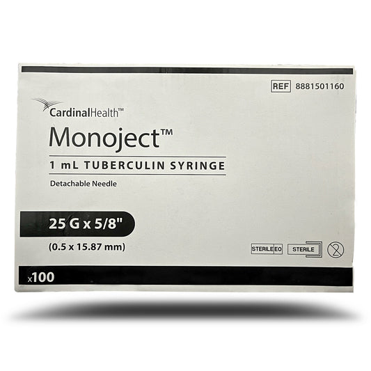 Monoject Syringe with Needle, 1 cc TB with 25g x 5/8"