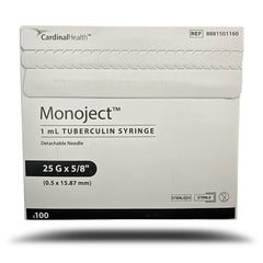 Monoject Syringe with Needle, 1 cc TB with 25g x 5/8"