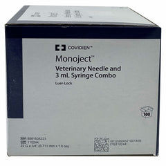 Monoject Syringe w/Needles, 3 cc LL/22g x 3/4