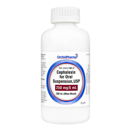 Rx Cephalexin Oral Suspension, 250mg/5mL x 200ml