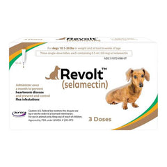 Rx Revolt (selamectina) para perros de 4,6 a 9 kg (10,1 a 20 lbs) paquete de 3