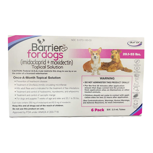 Rx Barrier Topical Solution for Dogs, 20.1-55 lbs, 6 month
