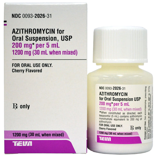 Rx Azithromycin/Zithromax, 30 ml (200mg/5ml)