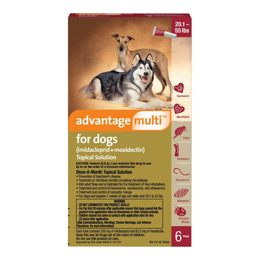 Rx Advantage Multi for Dogs 20.1-55 lbs (Red) x 6 month