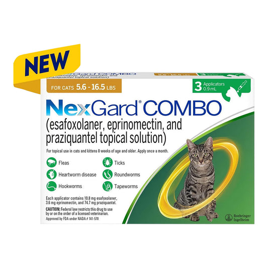 Rx Nexgard Combo Tópico para Gatos, 5.6-16.5 libras, paquete de 3