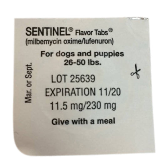 أقراص Rx Sentinel Flavor بوزن 26-50 رطلاً × قرص واحد