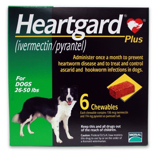Rx Heartgard Plus 26-50 lbs 6 Month (Green)