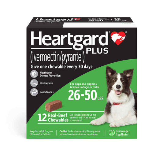 Rx Heartgard Plus 26-50 lbs 12 Month (Green)