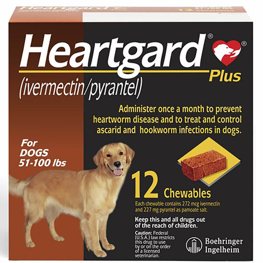 Rx Heartgard Plus 51-100 lbs 12 Month (Brown)