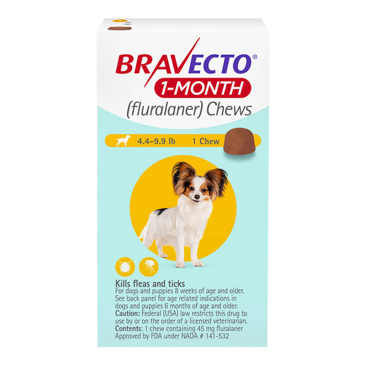 Rx Bravecto، شهر واحد، 4.4-9.9 رطل × 1 مضغ