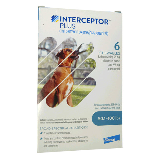 Rx Interceptor Plus 50.1-100 lbs (Blue) x 6 tablets