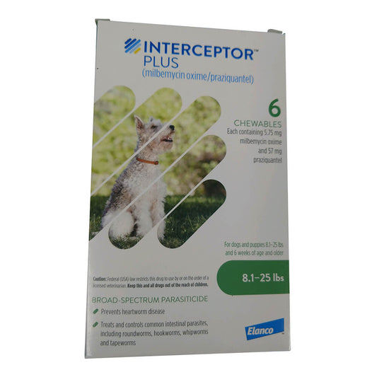 Rx Interceptor Plus 8.1-25 libras (Verde) x 6 tabletas