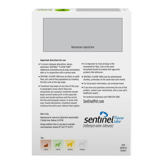 أقراص Rx Sentinel Flavor بوزن 11-25 رطلاً × 6 أقراص