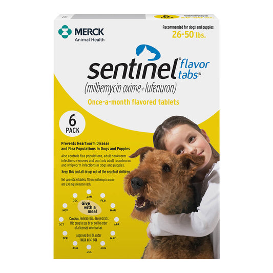 Rx Sentinel Flavor Tabs 26-50lbs x 6 tablets