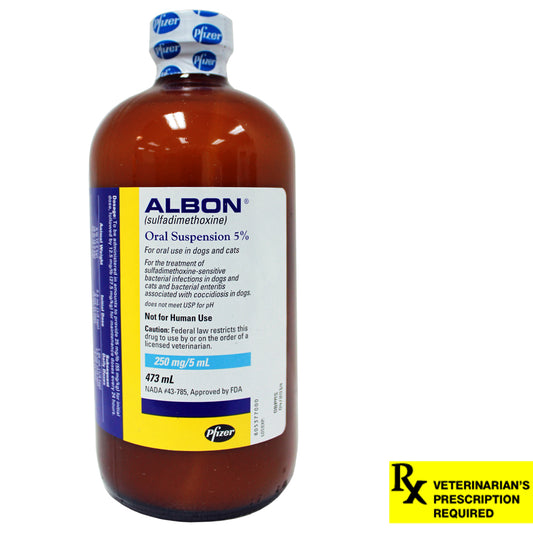Rx Albon 5% oral suspension x 473ml bottle