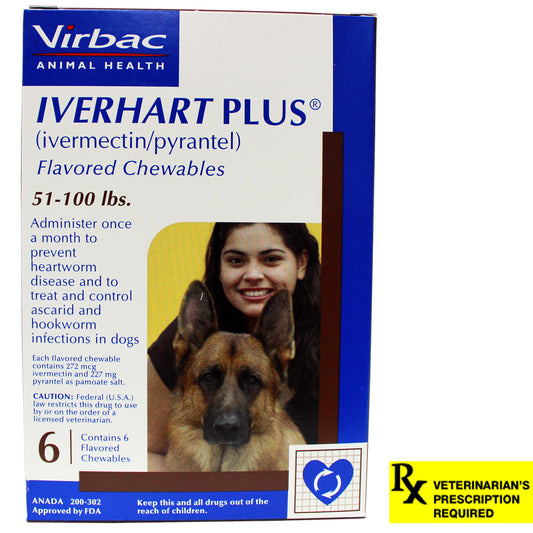 وصفة طبية لـ Iverhart Plus من 51 إلى 100 رطل لمدة 6 أشهر