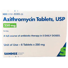 Rx Azithromycin 250mg x 6 tablets
