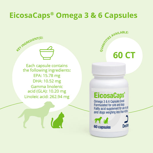 EicosaCaps Omega 3 y 6 para perros grandes de 18 a 32 kg, 60 cápsulas