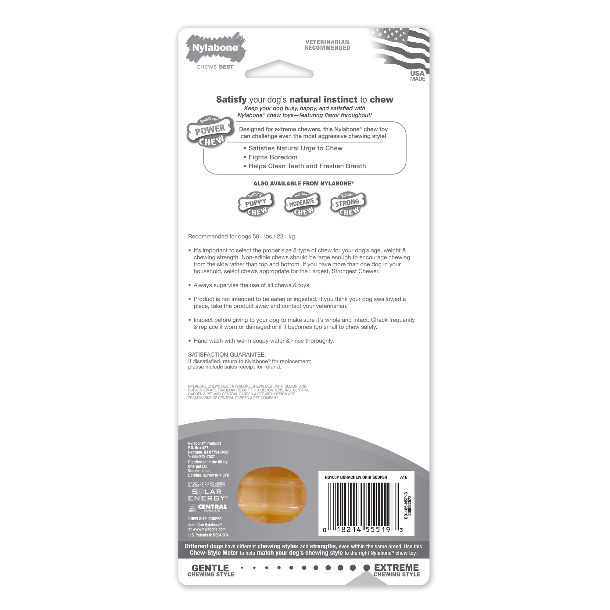 Nylabone Power Chew Dog Toy Original 1ea/XL/Souper - 50+ lb