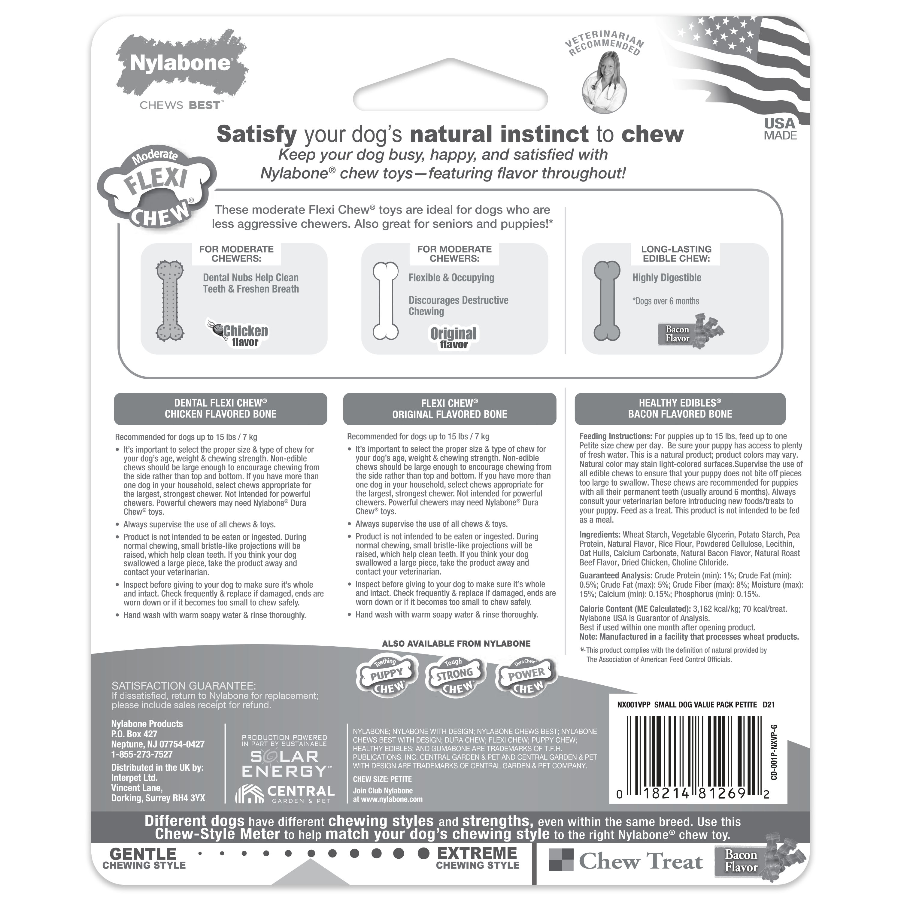 Nylabone Healthy Edibles and Flexi Chew Value Pack Variety, XS/Petite Up To 15 Lbs. 3 ct