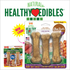 Nylabone Healthy Edibles AllNatural Long Lasting Chew Treats Variety Pack 3 count, SMall/Regular Up To 25 lb