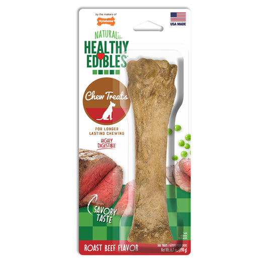 Nylabone Healthy Edibles AllNatural Long Lasting Roast Beef Dog Chew Treats 1 Count, Souper 50 lb