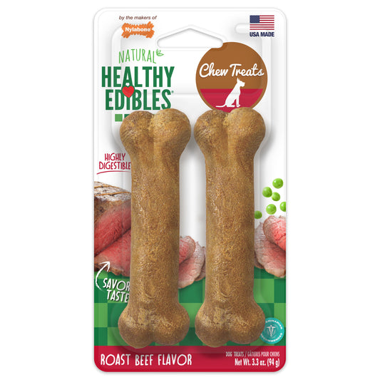 Nylabone Healthy Edibles AllNatural Long Lasting Roast Beef Dog Chew Treats Roast Beef, SMall/Regular Up To 25 Ibs. 1 ct