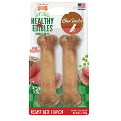 Nylabone Healthy Edibles AllNatural Long Lasting Roast Beef Dog Chew Treats 2 count, Wolf Up To 35 lb