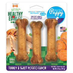 Nylabone Healthy Edibles Puppy Turkey Sweet Potato Dog Chew Treats Turkey Sweet Potato, SMall/Regular Up To 25 Ibs. 3 ct