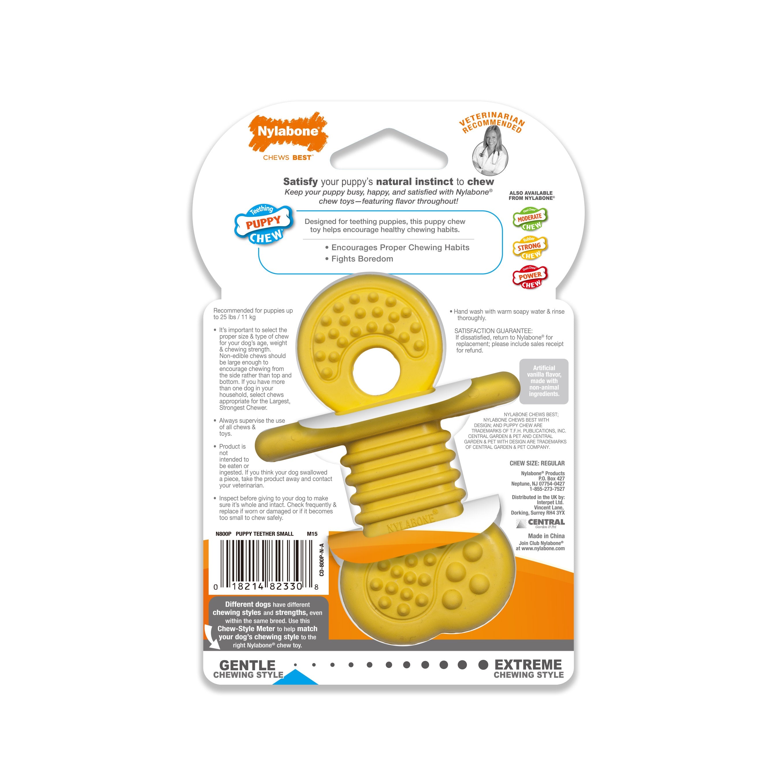 Nylabone Puppy Rubber Teethers Rubber Teether Vanilla Yellow 1ea/SMall/Regular - Up To 25 Ibs.