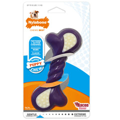 Nylabone Just for Puppies Double Action Bone Puppy Dog Teething Chew Toy Bacon, 1ea/SMall/Regular Up To 25 Ibs. 1 ct