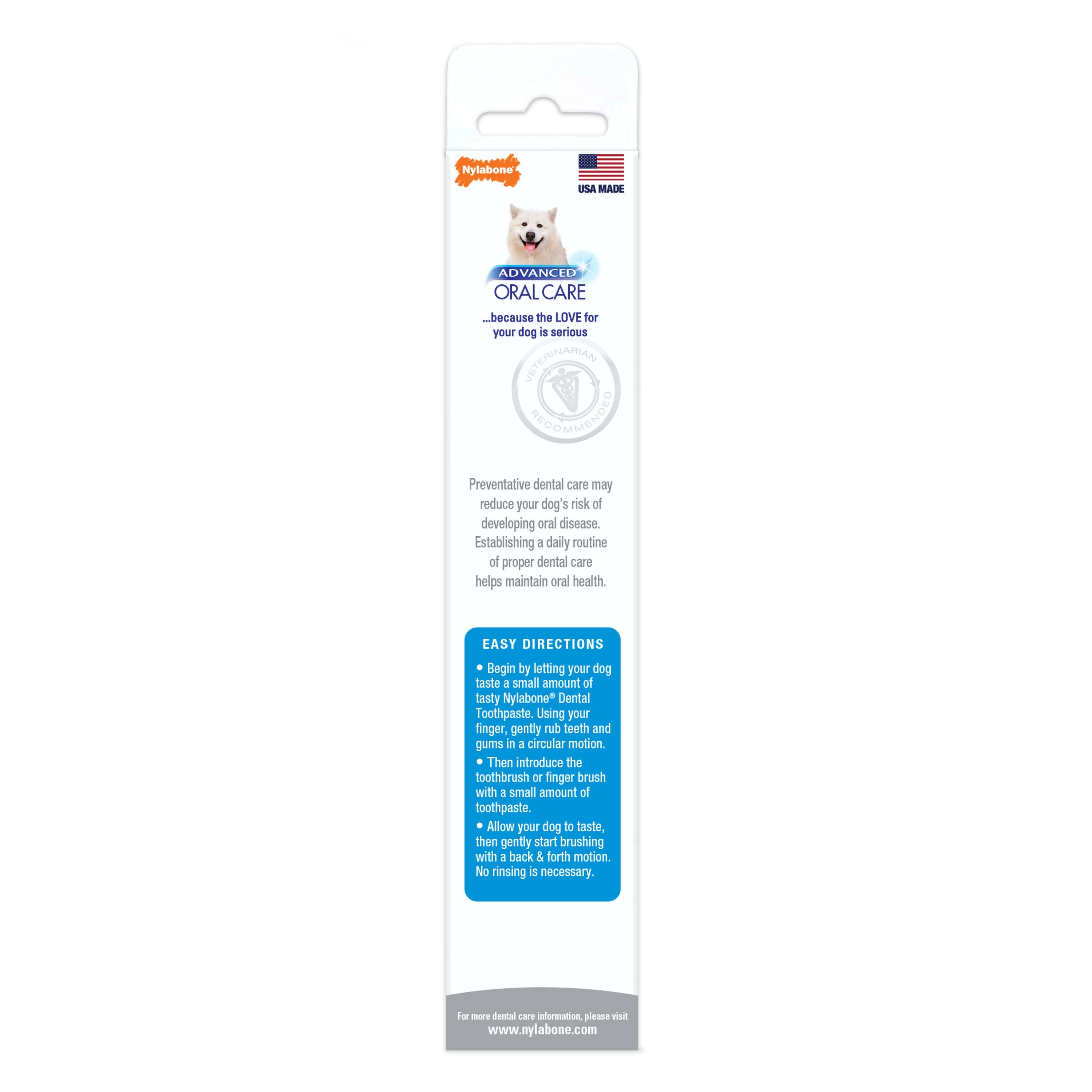 Nylabone Advanced Oral Care Tartar Control Dog Toothpaste Original 1ea/2.5 oz
