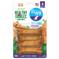 Nylabone Healthy Edibles Puppy Turkey Sweet Potato Dog Chew Treats Turkey Sweet Potato, XS/Petite Up To 15 Lbs. 8 ct