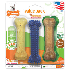 Nylabone Healthy Edibles and Flexi Chew Value Pack Variety, SMall/Regular Up To 25 Ibs. 3 ct