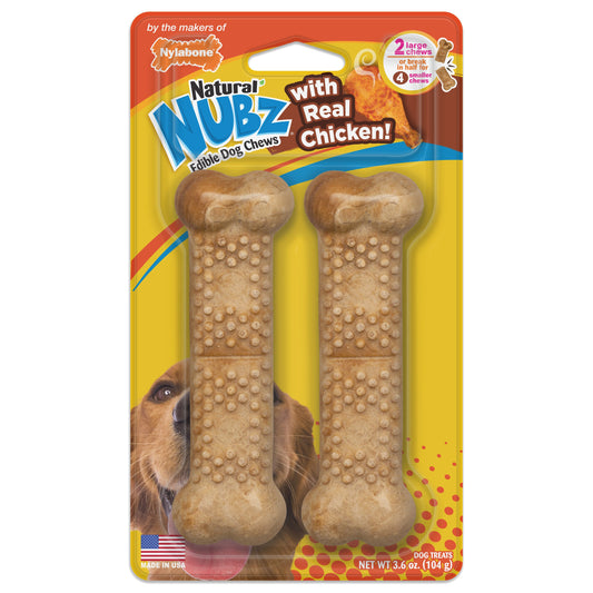 Nylabone Natural Nubz Chicken Dog Treats Chicken, Large 30 Lbs. 2 ct