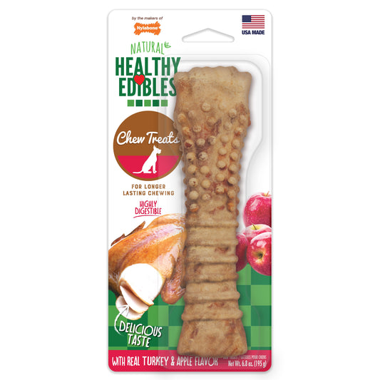 Nylabone Healthy Edibles AllNatural Long Lasting Turkey Apple Dog Chew Treats Turkey Apple, XL/Souper 50 Lbs. 1 ct