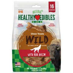 Nylabone Healthy Edibles WILD Natural Long Lasting Bison Dog Chew Treats Bison, SMall/Regular Up To 25 Ibs. 16 ct