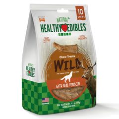 Nylabone Healthy Edibles WILD Antler Natural Long Lasting Dog Chew Treats Venison, Large/Giant Up To 50 Lbs. 10 ct