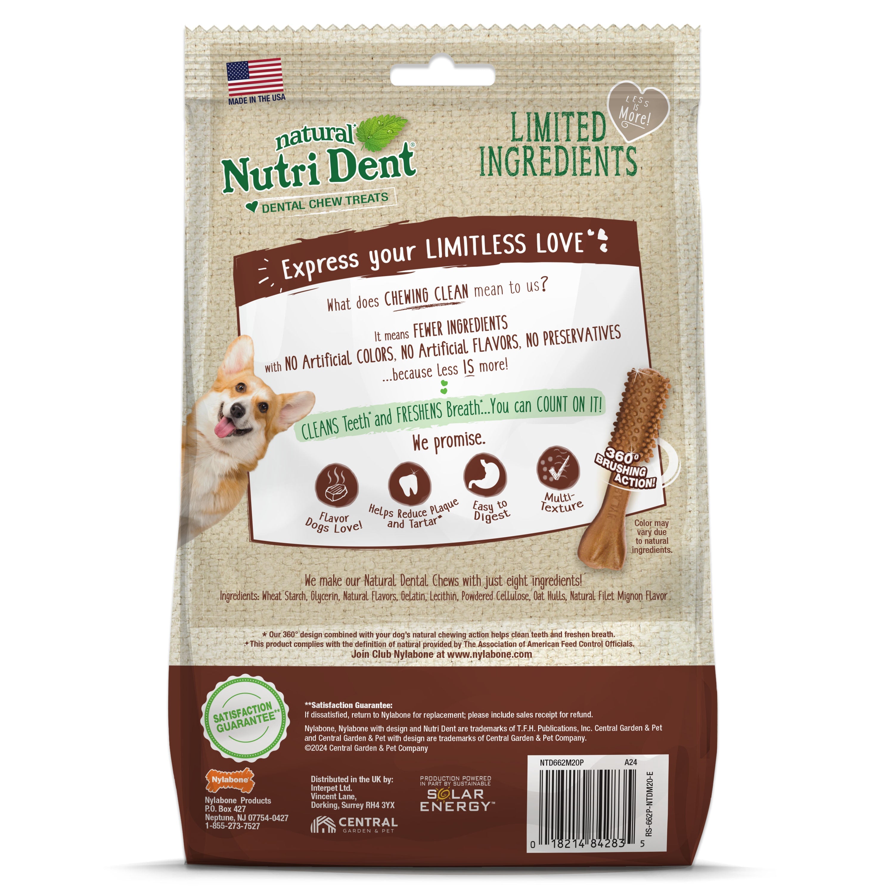 Nylabone Nutri Dent Filet Mignon Dog Dental Chews Filet Mignon Medium - 15 Lbs. To 30 lb (20 ct)