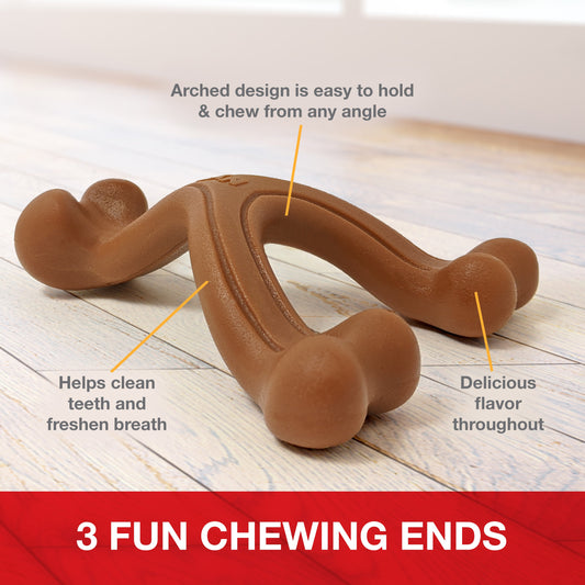 Nylabone Ergonomic Hold & Chew Wishbone Power Chew Durable Dog Toy Bison 1ea/Large/Giant - Up To 50 lb