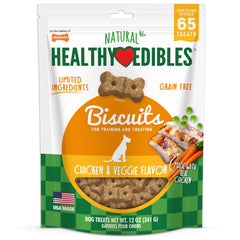 Nylabone Healthy Edibles Biscuits Grain Free Dog Treats Chicken & Veggie 1ea/12 oz