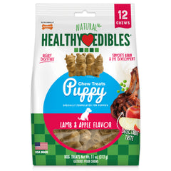 Nylabone Healthy Edibles Puppy AnimalShaped Lamb Apple Dog Chew Treats Lamb Apple, SMall/Regular Up To 25 Ibs. 12 ct