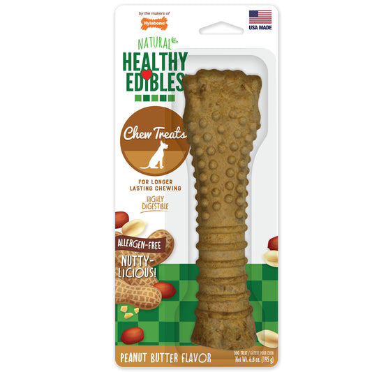 Nylabone Healthy Edibles AllNatural Long Lasting Peanut Butter Dog Chew Treats 1 Count, Peanut Butter, XL/Souper 50 Lbs. 1 ct