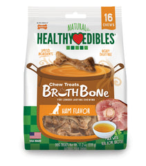 Nylabone Healthy Edibles Broth Bone Natural Dog Treats 16 count, Regular Up To 25 Ibs.